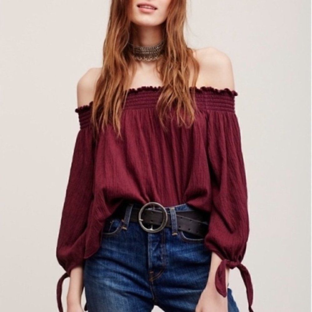 Free People | We The Free Lexington Off Shoulder Tee Red Sz XS